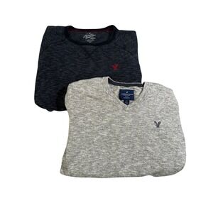 LOT OF 2 American Eagle Outfitters Grey Thermal Sweater Men S Minimalist Preppy